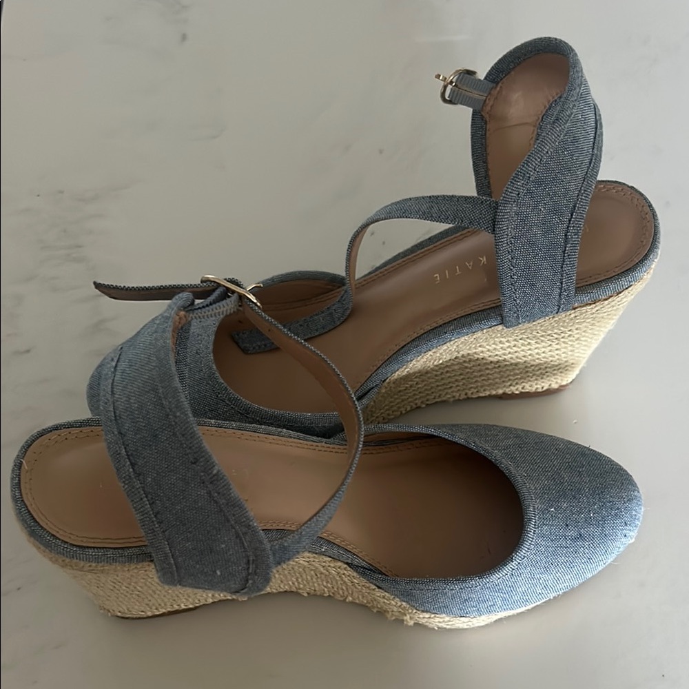 Kelly & Katie Blue Wedge Espadrilles with Ankle Strap